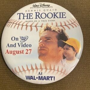 Walt Disney The Rookie Dennis Quaid Advertisement Pin back 90s retro Walmart
